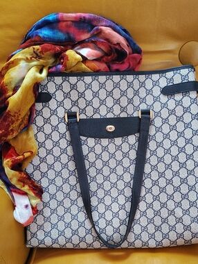 Gucci GG Supreme Canvas Coated Leather Trim Shopper